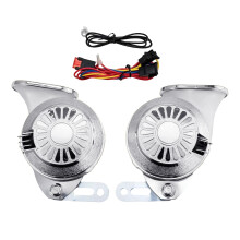 Snail Horn Kit Pair with Wiring Harness for Car Motorcycle Truck 24V Silver
