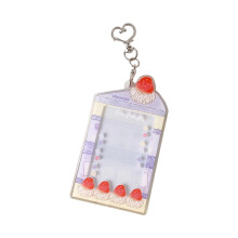 Clear Acrylic Card Display Cover with Keychain Hook for Bags, Memory Charm Purple
