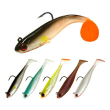 9 cm T-Tail-Köderset mit Einzelhaken und Eingebautem Bleiblock, Köder mit Voller Schwimmschicht, Bionischer Köder, Beschwerter Weicher Köder