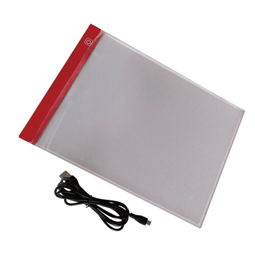 Portable A4 Tracing Light Board Adjustable Brightness for Copying Art Study Red