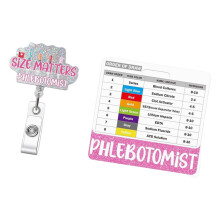 Phlebotomist Card Clip Badge Reels with Reference Card and Swivel Clip Support White
