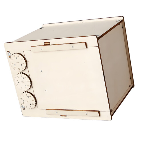 Wooden Front Panel Combination Lock Project Box for Kids and Students Study