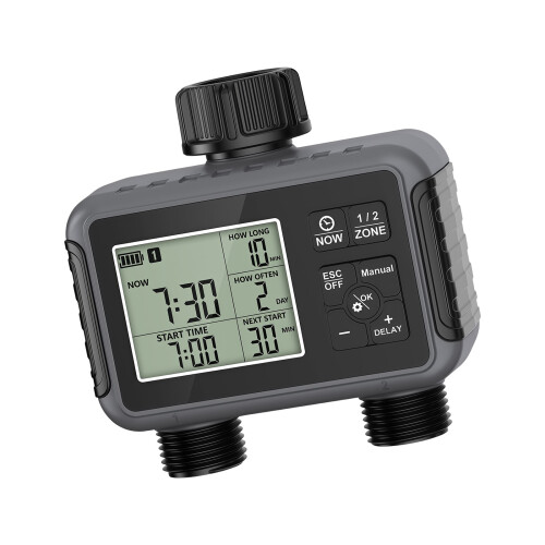 Double Port Garden Water Timer Programmable Sprinkler Controller For Plant Care