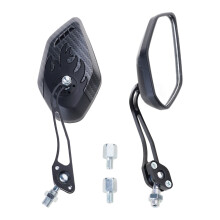 1 Pair Universal Motorcycle Rear View Black Handle Bar End Side Rearview Carbon pattern