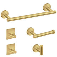 Bathroom Hardware Set Accessories Wall Mounted Stainless Steel Towel Bar Toilet Paper Holder Hook Bathroom Kit Gold