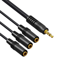30cm Length 3.5mm Headphones Splitter Cable 3.5mm Stereo AUX Cord Line one for three