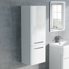 Afern Contemporary 1000mm Wall Hung Tall Cabinet - White