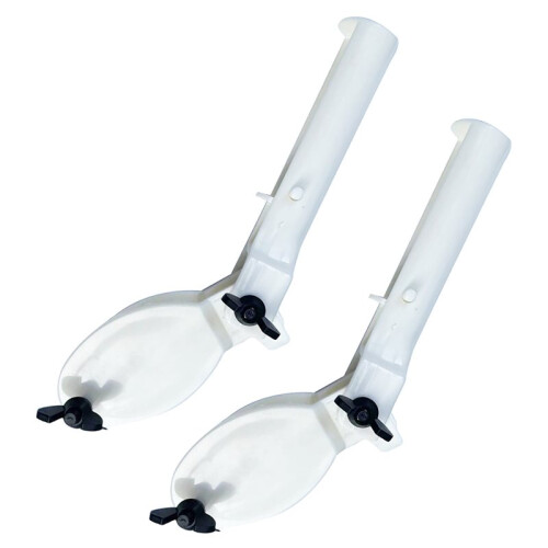 2 Pack Heavy Duty Pool Pole Hanger, Wall Mount Pool Telescopic Pole Bracket, Rust Proof Fixed Holder White