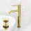 NES Home Brushed Brass Tall Basin Mixer Tap with Unslotted Waste 1