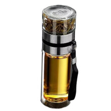 Bouteille Infuseur à Thé en Verre à Double Paroi, Mug de Étanche, Tasse Filtrante à Thé pour une Utilisation en Extérieur