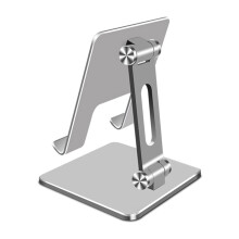 Foldable Tablet Desk Stand Mobile Phone Cradle Holder for Durable Aluminum Silver white