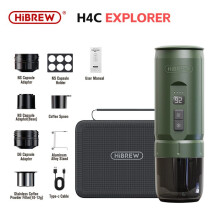 Draagbare HiBREW H4C EXPLORER koffiemachine, verwisselbare batterij, compatibel met verschillende soorten capsules.