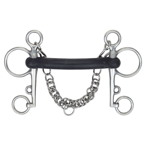 (5in, Black/Silver) Shires Hard Rubber Horse Pelham Bit