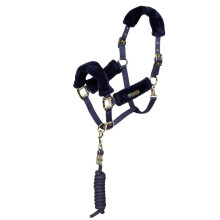 (Pony, Navy) ARMA Faux Fur Horse Headcollar and Leadrope