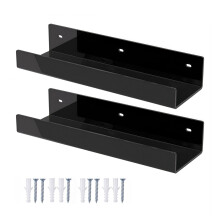 Wall Shelf Mount Stand 2 Pack for Speakers, Clocks, Books and Small Items Holder Black