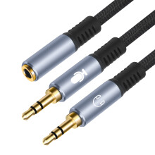 Braided 3.5Mm Headsets Microphones Splitter Cable for PC and Laptop Port 3m