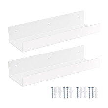 Acrylic Wall Mount Shelf 2 Pack for Speakers and Small Items Hanging Stand White