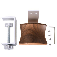 Headset U-Shape Rack in Aluminum Alloy & Walnut Wood Holder in Beech Wood Silver Walnut