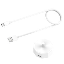 USB C Charger Base Stand for Electric Toothbrush Fast Charging Cord Cable White