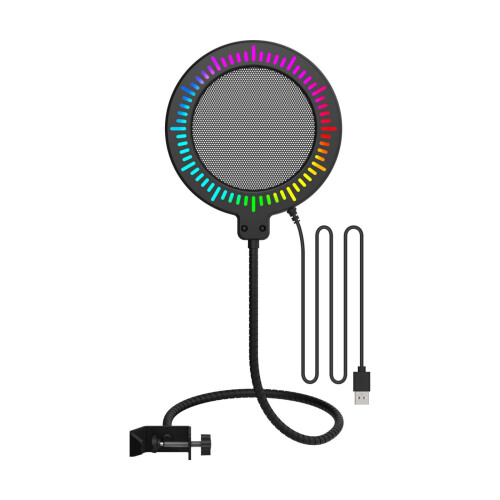 USB Light Frame Microphone Filter with Desk Clamp for Podcast and Singing