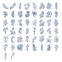 Blue White Flower Sticker for Journals, Devices and Travel Gear