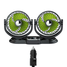 Dual for Head Car Fan USB 5V Electric Car Cooling Fan with 360 Degree Adjustable 12V