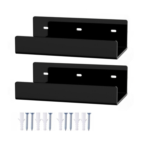 Space Saving Speaker Shelf Set with Acrylic Wall Display Shelves Display Black