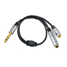 Stereo Headphone Guitar Extension Cable Cord 1/4" Male to 1/4"Female+1/8" Female