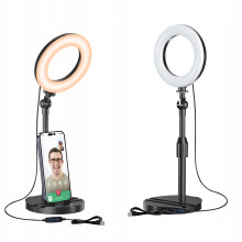 Lampa pierścieniowa na biurko z teleskopowym stojakiem