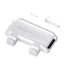 Game system storage dock with LED status panel and vertical charging base