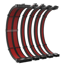 ATX 24 Pin Dual PCIE 6+2 Pin Dual EPS 4+4 Pin Cord 24 Pin Splitter Cable Wire Black red