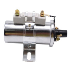 Bobine D'Allumage Électronique Ronde Remplie D'Huile 12V Chrome, Résistance de Bobine de Canister Ronde Femelle 0,6 Ohms 40000V PCE382.1016 PC2045C
