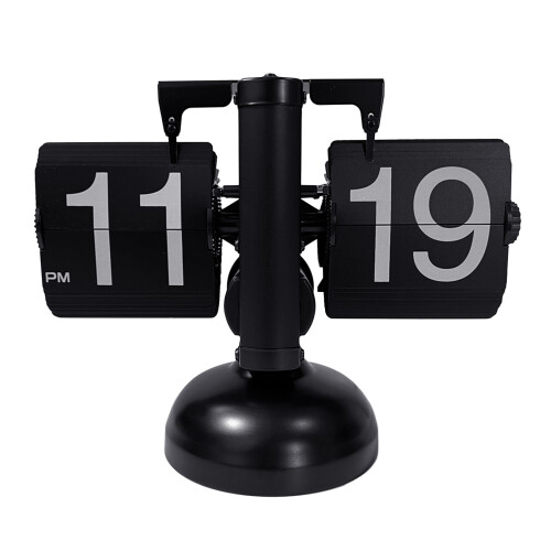 Creative Shape Flip Clock Home Decorative Clock for Bedroom Utility Retro Cl Black