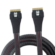 SFF-8654 8i to SFF-8654 8i Internal Data Cable Black Outer Cover for Routing 100cm