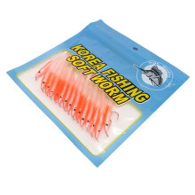 SUNMILE Fishing Lure Sea Fishing Lure Bait with Hook Eel Bionic Bait 5cm/0.6G T Tail Soft Insect Simulation Bait 150Pcs