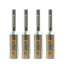 Portable Audio Player Cable Connector Plug 4Pcs Copper Banana Plugs for Rhodium plated
