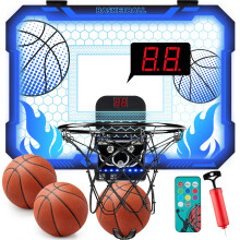 VROGTIK Indoor Basketball Hoop for Kids with 7 Color LED Lights, Remote Control, Over-the-Door Mount, Scoreboard - Gifts for 4-12 Year Old Boys &