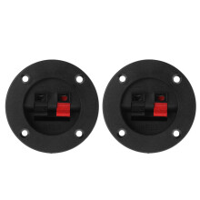 2PCS Round Speaker Plate Terminal Strips Push Connector Block 2 Position Black