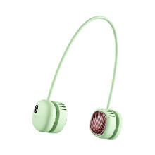 Wearable Neck Hanging Fan With LCD Display And Type C Charging For Summer Use Green