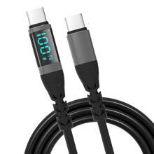 Digital Display USB C to USB C Fast Charging Data Wire 100W/5A for Everyday Use 0.5m Black