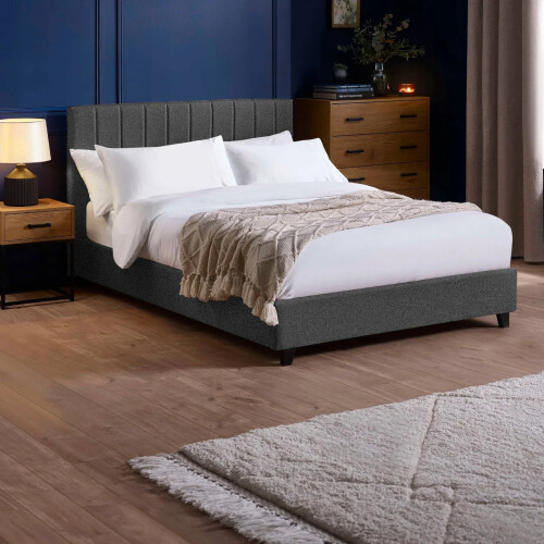 Aylen Dark Grey 150cm King Size  Storage Bed Frame
