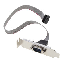 Serial 9 pin DB9 RS232 Motherboard Com Port Ribbon Cable Connector Bracket New Silver