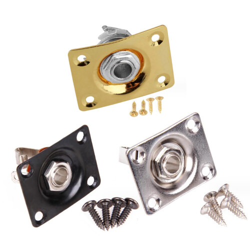 Electric Guitar Bass Replacement Parts Guitar Input Output Jacks Socket Plate Silver 1