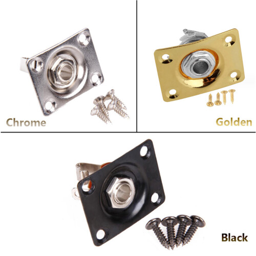 Electric Guitar Bass Replacement Parts Guitar Input Output Jacks Socket Plate Silver 2