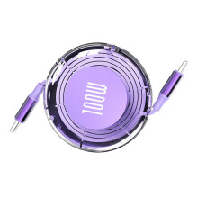 Retractable Length UsbC TypeC Cable Customizes Length to Your Preferred Size Purple