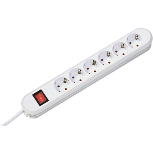 BACHMANN Bachmann Tischsteckdose, 6xDosen(CEE7)->Stecker(CEE7), 5m, mit Schalter, weiss,