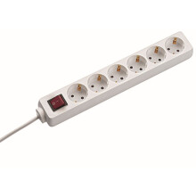 Bachmann Tischsteckdose, 6xDosen(CEE7)->Stecker(CEE7), 1,5m, mit Schalter, weiß, SELLY,