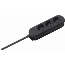 Bachmann Tischsteckdose, 3xDosen(CEE7)->Stecker(CEE7), 5m, Schwarz, Smart,