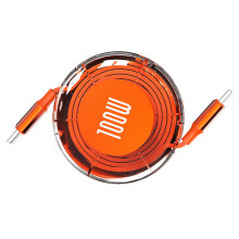UsbC TypeC Cable 100W Fast Charging and Data Transfer Extendable Length Orange color