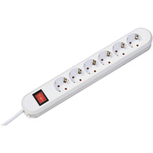 Bachmann Tischsteckdose, 6xDosen(CEE7)->Stecker(CEE7), 3m, mit Schalter, weiss, SMART,